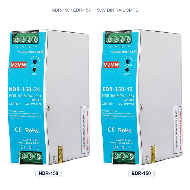 NDR-150 / EDR-150 150W Slim DIN Rail Switching Power Supply