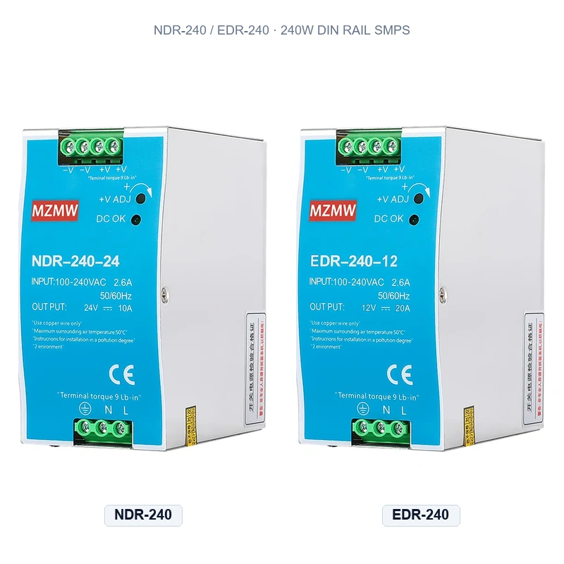 NDR-240 / EDR-240 240W Slim DIN Rail Switching Power Supply
